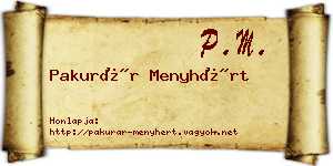 Pakurár Menyhért névjegykártya